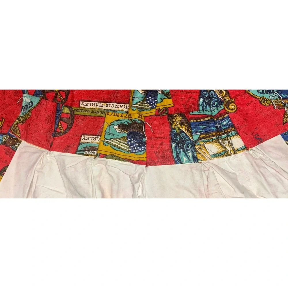 Curtain Drapery One Panel Red Whaling New England Nautical 80x24 60s 70s Vintage